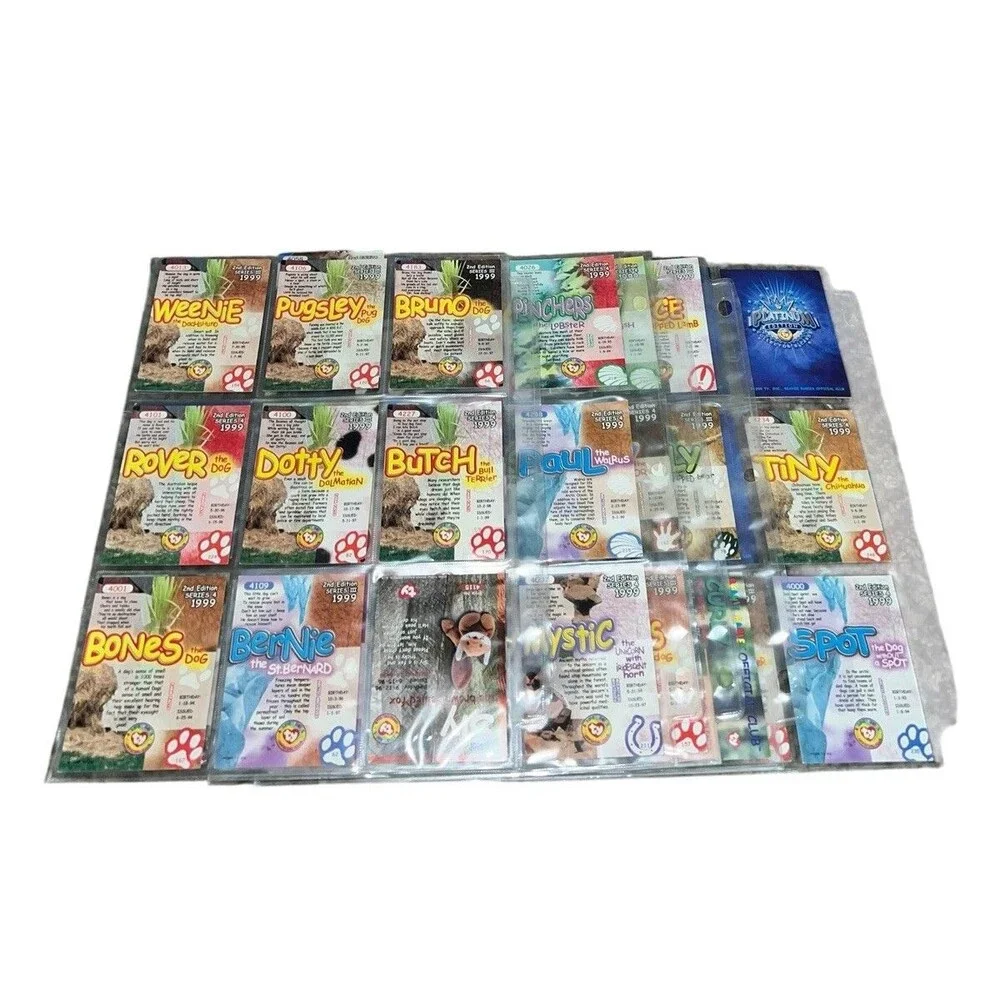 1999 Beanie Babies Trading Cards Protective Sleeves Lot Of 53 Cards